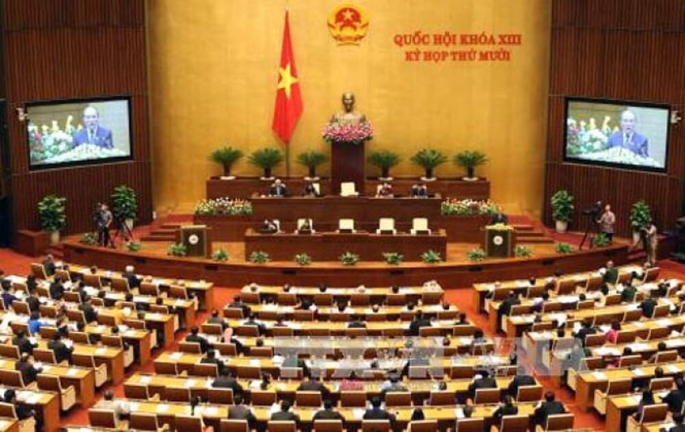 Căn cứ theo Hiến pháp nước Cộng hòa xã hội chủ nghĩa Việt Nam Quốc hội ban hành luật các tổ chức tín dụng